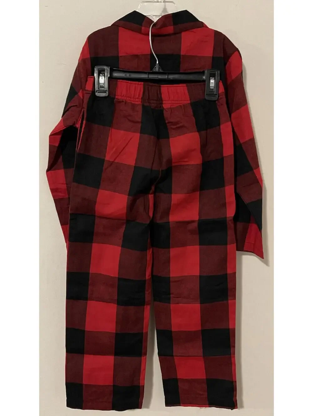 Old Navy Boys Size 5 XS Red Plaid Warm Pajama Shirt & Pull-On Pant Set NWT A9r